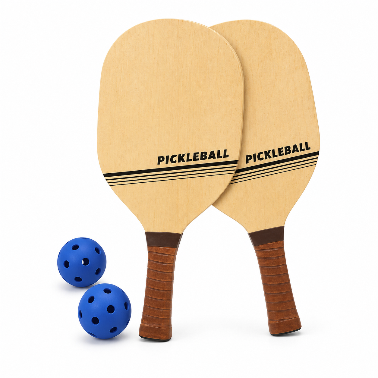 196_2 Juego de Pickleball de Madera con 2 Palas y Pelota - Imagen 1