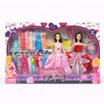 Set de 2 Muñecas Fashion con Vestidos y Ropa Intercambiable